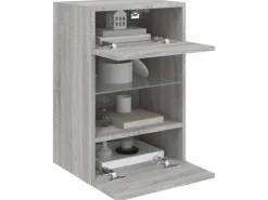 vidaXL TV-Wandschrank mit LED-Leuchten Grau Sonoma 40x30x60,5 cm
