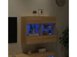 vidaXL TV-Wandschrank mit LED-Leuchten Sonoma-Eiche 78,5x30x60,5 cm* Wohnwände