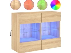 vidaXL TV-Wandschrank mit LED-Leuchten Sonoma-Eiche 78,5x30x60,5 cm* Wohnwände
