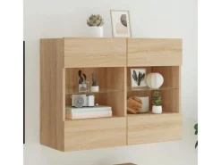 vidaXL TV-Wandschrank mit LED-Leuchten Sonoma-Eiche 78,5x30x60,5 cm* Wohnwände