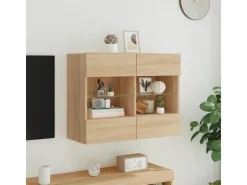 vidaXL TV-Wandschrank mit LED-Leuchten Sonoma-Eiche 78,5x30x60,5 cm* Wohnwände