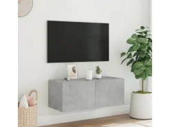vidaXL TV-Wandschrank mit LED-Leuchten Betongrau 80x35x31 cm