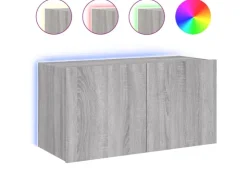 vidaXL TV-Wandschrank mit LED-Leuchten Grau Sonoma 80x35x41 cm* Wohnwände