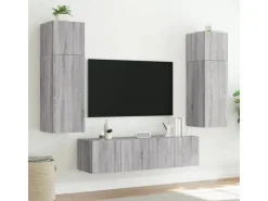 vidaXL TV-Wandschrank mit LED-Leuchten Grau Sonoma 80x35x41 cm* Wohnwände