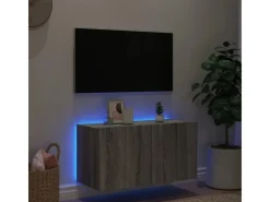 vidaXL TV-Wandschrank mit LED-Leuchten Grau Sonoma 80x35x41 cm* Wohnwände
