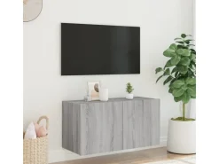 vidaXL TV-Wandschrank mit LED-Leuchten Grau Sonoma 80x35x41 cm* Wohnwände