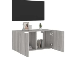 vidaXL TV-Wandschrank mit LED-Leuchten Grau Sonoma 80x35x41 cm* Wohnwände
