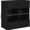 vidaXL TV-Wandschrank mit LED-Leuchten Schwarz 58,5x30x60,5 cm