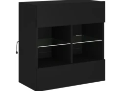 vidaXL TV-Wandschrank mit LED-Leuchten Schwarz 58,5x30x60,5 cm