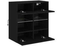 vidaXL TV-Wandschrank mit LED-Leuchten Schwarz 58,5x30x60,5 cm