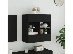 vidaXL TV-Wandschrank mit LED-Leuchten Schwarz 58,5x30x60,5 cm