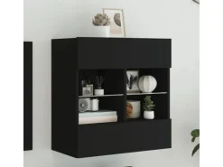 vidaXL TV-Wandschrank mit LED-Leuchten Schwarz 58,5x30x60,5 cm