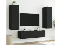 vidaXL TV-Wandschrank mit LED-Leuchten Schwarz 60x35x41 cm