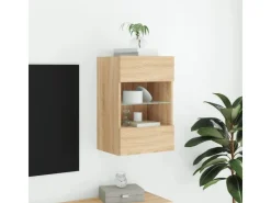 vidaXL TV-Wandschrank mit LED-Leuchten Sonoma-Eiche 40x30x60,5 cm* Wohnwände|TV-Wände