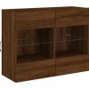 vidaXL TV-Wandschrank mit LED-Leuchten Braun Eichen-Optik 2