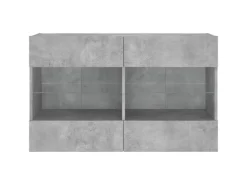 vidaXL TV-Wandschrank mit LED-Leuchten Betongrau 98,5x30x60,5 cm* Schweberegale