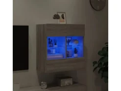 vidaXL TV-Wandschrank mit LED-Leuchten Grau Sonoma 58,5x30x60,5 cm* Wohnwände|TV-Wände