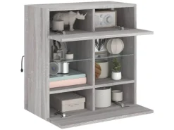 vidaXL TV-Wandschrank mit LED-Leuchten Grau Sonoma 58,5x30x60,5 cm* Wohnwände|TV-Wände
