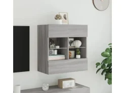 vidaXL TV-Wandschrank mit LED-Leuchten Grau Sonoma 58,5x30x60,5 cm* Wohnwände|TV-Wände