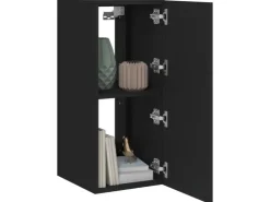 vidaXL TV-Wandschrank mit LED-Leuchten Schwarz 30,5x35x70 cm