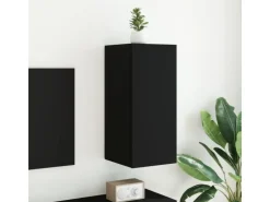 vidaXL TV-Wandschrank mit LED-Leuchten Schwarz 30,5x35x70 cm
