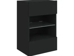 vidaXL TV-Wandschrank mit LED-Leuchten Schwarz 40x30x60,5 cm
