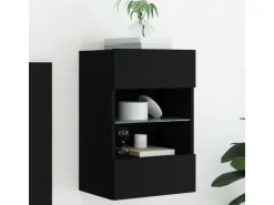 vidaXL TV-Wandschrank mit LED-Leuchten Schwarz 40x30x60,5 cm