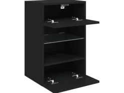 vidaXL TV-Wandschrank mit LED-Leuchten Schwarz 40x30x60,5 cm
