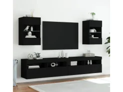 vidaXL TV-Wandschrank mit LED-Leuchten Schwarz 40x30x60,5 cm