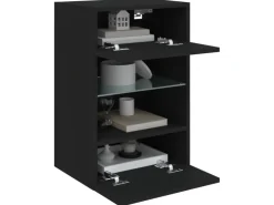 vidaXL TV-Wandschrank mit LED-Leuchten Schwarz 40x30x60,5 cm