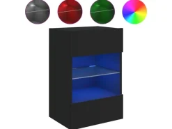 vidaXL TV-Wandschrank mit LED-Leuchten Schwarz 40x30x60,5 cm