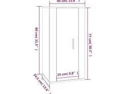 vidaXL TV-Wandschrank Schwarz 40x34,5x80 cm