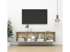 vidaXL TV-Wandschrank Sonoma-Eiche 37x37x142,5 cm Holzwerkstoff