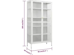 vidaXL Vitrine Weiß 90x40x180 cm Stahl und Gehärtetes Glas* Vitrinen