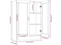 vidaXL Vitrinenschrank Grau Sonoma 82,5x30,5x115 cm Holzwerkstoff