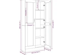 vidaXL Vitrinenschrank Grau Sonoma 82,5x30,5x185,5 cm Holzwerkstoff