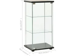 vidaXL Vitrinenschrank Hartglas Schwarz