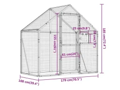 vidaXL Voliere Anthrazit 179x100x185 cm Aluminium* Vogelbedarf