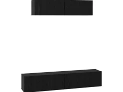 vidaXL Wand TV Schrank 4 Stk Schwarz Eichen-Optik Holzwerkstoff 3393361* TV-Wände