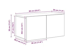 vidaXL Wand TV Schrank 4 Stk Schwarz Eichen-Optik Holzwerkstoff 3393361* TV-Wände