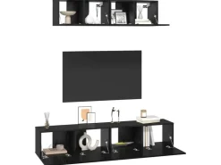 vidaXL Wand TV Schrank 4 Stk Schwarz Eichen-Optik Holzwerkstoff 3393361* TV-Wände