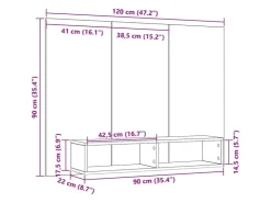 vidaXL Wand TV Schrank 120 x 23,5 x 90 cm Holzwerkstoff 875185