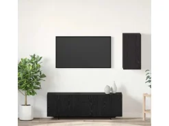 vidaXL Wand TV Schrank Schwarz Eichen-Optik 30,5 x 30 x 60 cm 875069