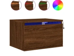 vidaXL Wand-Nachttisch mit LED-Leuchten Braun Eichen-Optik Modell 4
