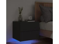 vidaXL Wand-Nachttisch mit LED-Leuchten Schwarz Modell 4