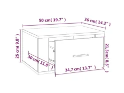 vidaXL Wand-Nachttisch Räuchereiche 50x36x25 cm