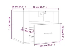 vidaXL Wand-Nachttische 2 Stk Betongrau 50x36x40 cm* Schweberegale