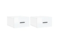 vidaXL Wand-Nachttische 2 Stk Hochglanz-Weiß 35x35x20 cm Modell 7