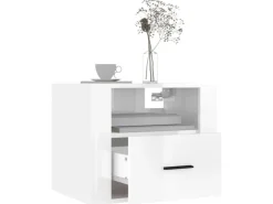 vidaXL Wand-Nachttische 2 Stk Hochglanz-Weiß 50x36x40 cm* Schweberegale
