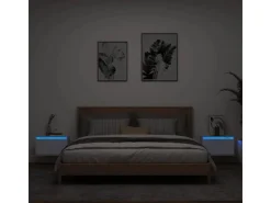 vidaXL Wand-Nachttische mit LED-Leuchten 2 Stk Weiß Modell 4* Schweberegale